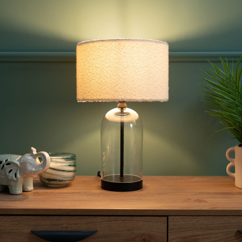 ValueLights Jessy Black and Cream Boucle Shade Glass LED Table Lamp - image 4