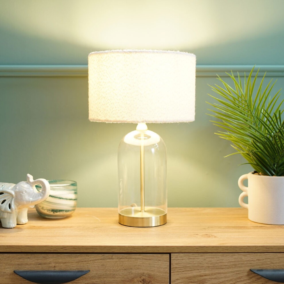 ValueLights Jessy Gold and Cream Boucle Shade Glass LED Table Lamp - image 2