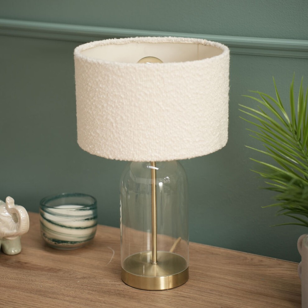 ValueLights Jessy Gold and Cream Boucle Shade Glass LED Table Lamp - image 3