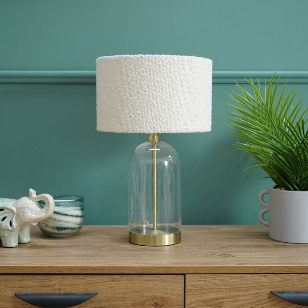 ValueLights Jessy Gold and Cream Boucle Shade Glass LED Table Lamp - image 4