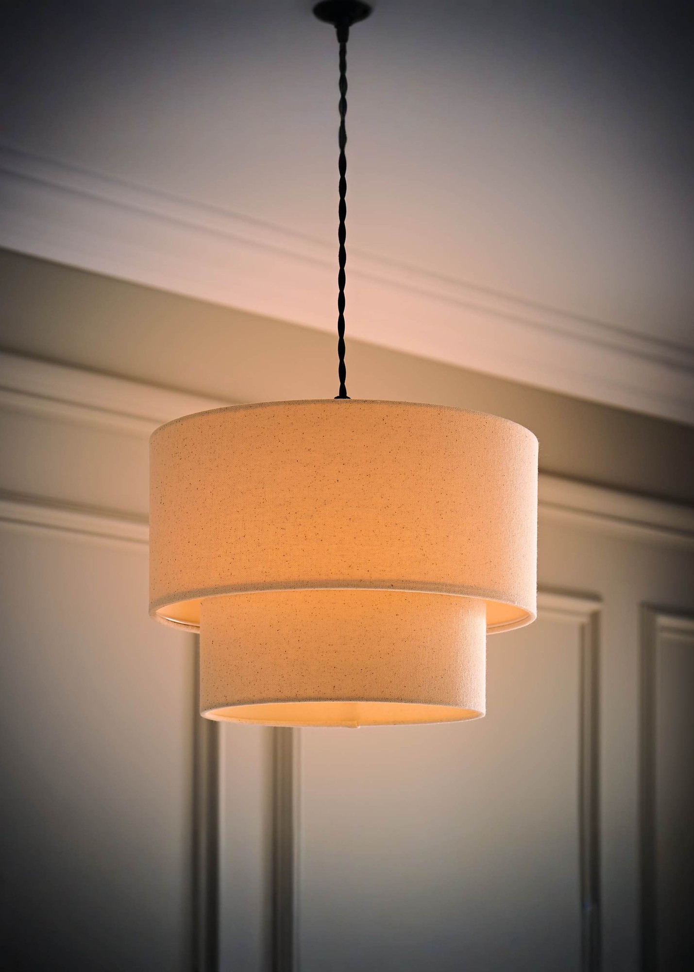 ValueLights Jodie 2 Tier Natural Linen Ceiling Drum Lamp Shade - image 3
