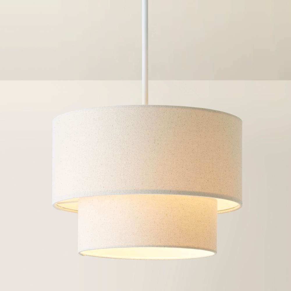 ValueLights Jodie 2 Tier Natural Linen Ceiling Drum Lamp Shade - image 4
