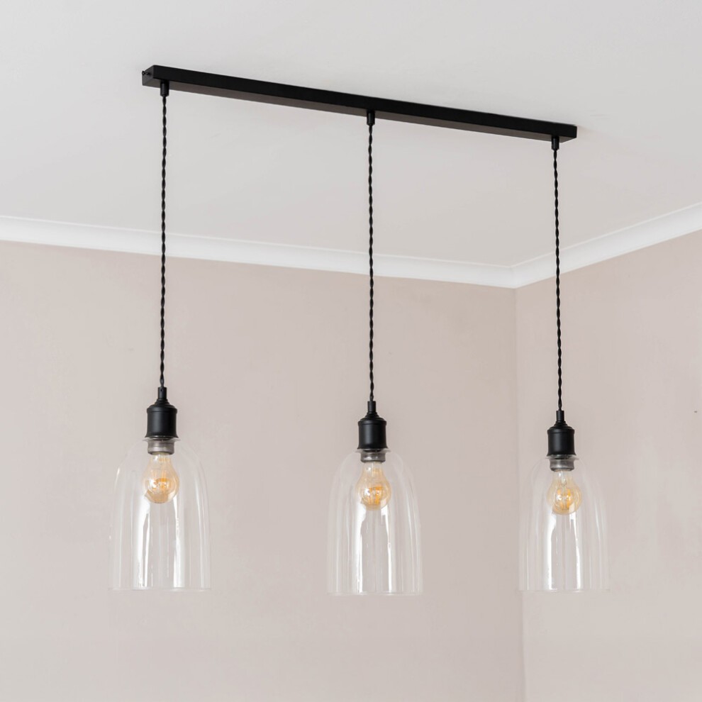 ValueLights Kira Matte Black Glass 3 Drop Bar Ceiling Pendant Light - image 2