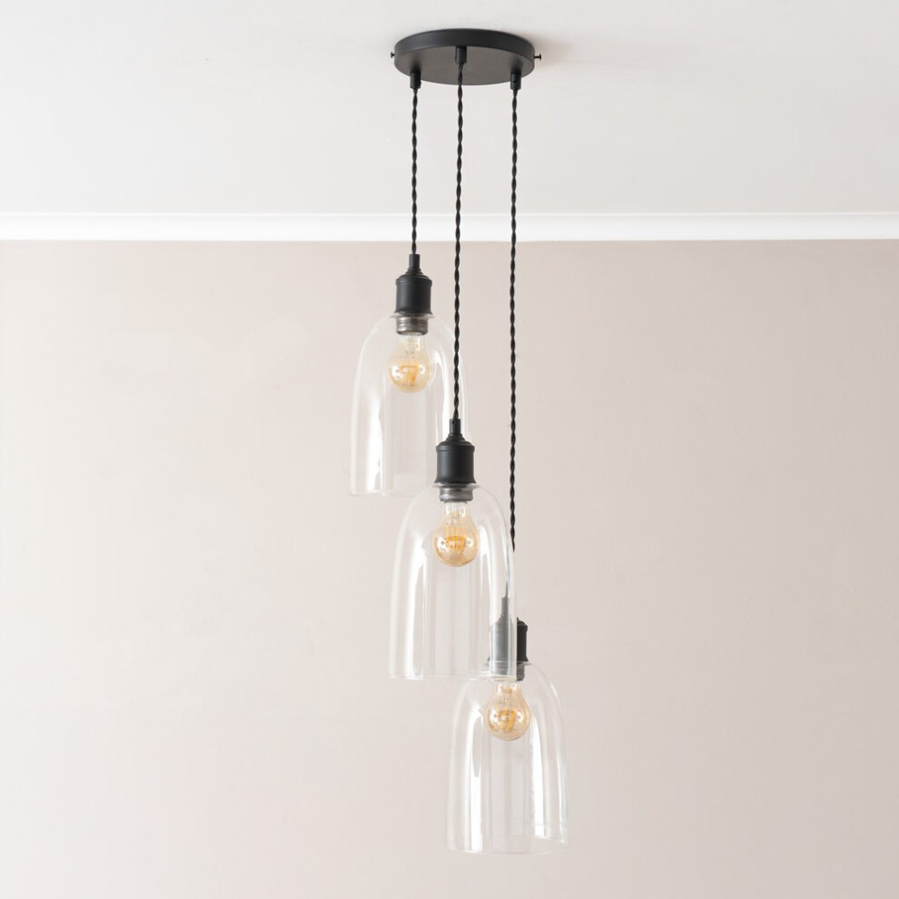 ValueLights Kira Matte Black Glass 3 Drop Cluster Ceiling Pendant Light - image 2