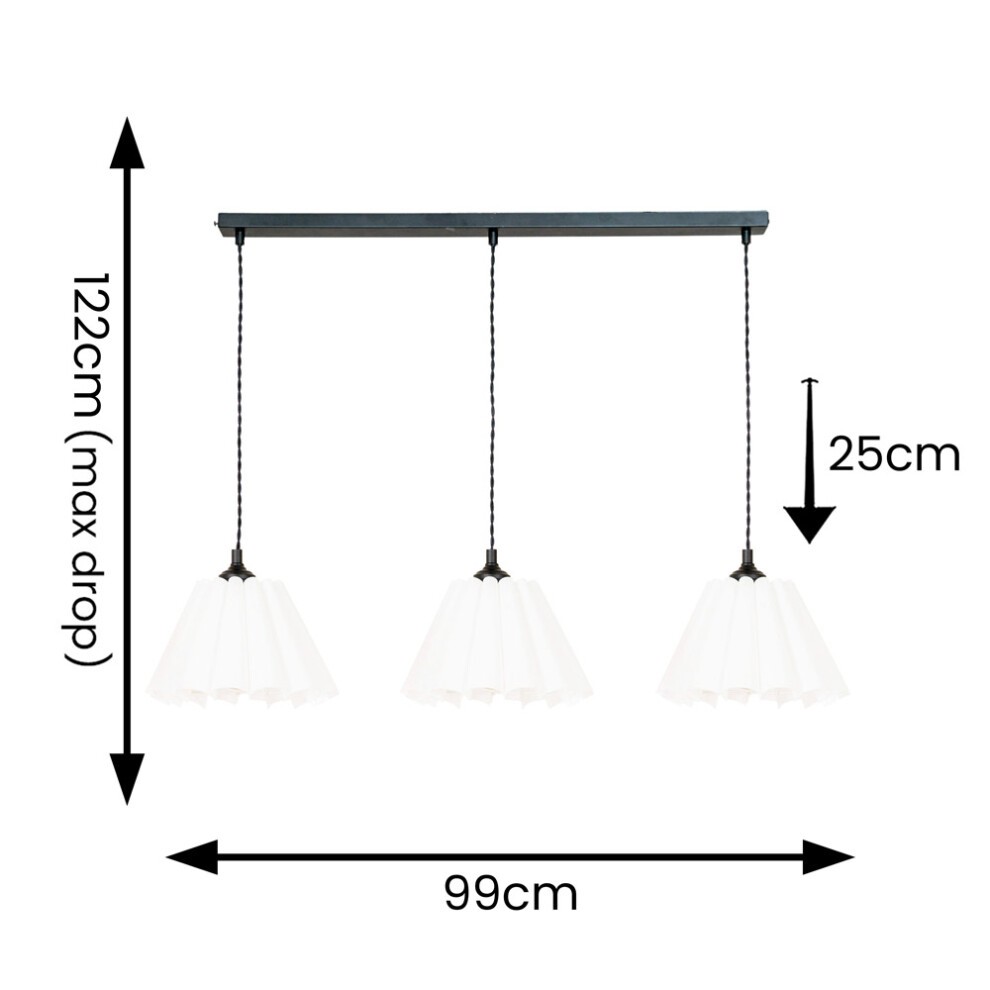 ValueLights Lauren White and Matte Black 3 Drop Bar Ceiling Pendant Light - image 3