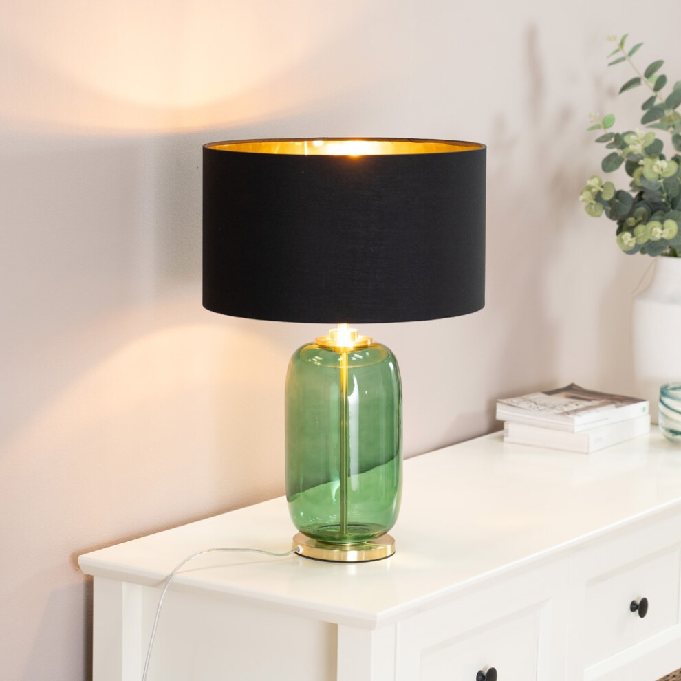 ValueLights Leigh Reni Black Shade Forest Green Glass LED Table Lamp - image 2