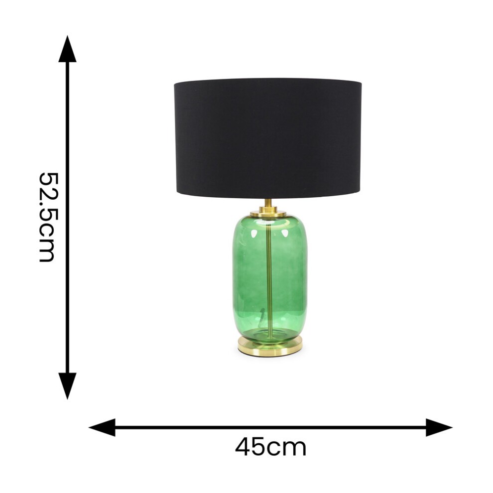 ValueLights Leigh Reni Black Shade Forest Green Glass LED Table Lamp - image 3