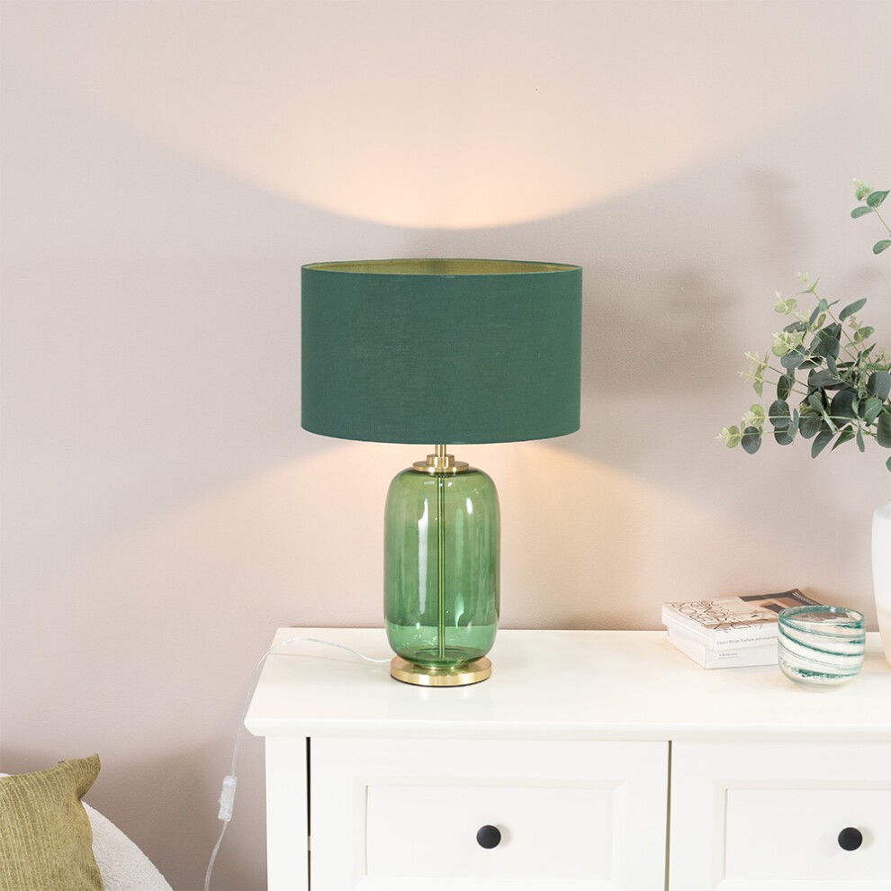 ValueLights Leigh Reni Green Shade Forest Green Glass LED Table Lamp - image 2