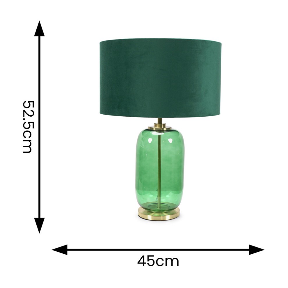 ValueLights Leigh Reni Green Velvet Shade Forest Green Glass LED Table Lamp - image 3