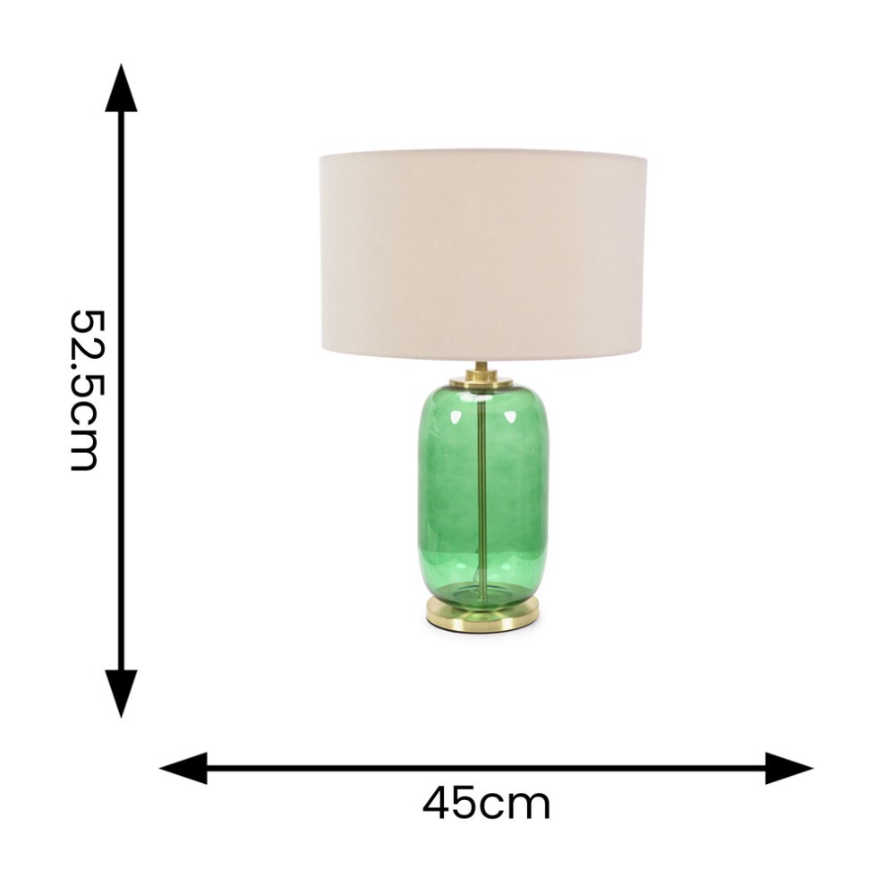 ValueLights Leigh Reni Natural Shade Forest Green Glass LED Table Lamp - image 3