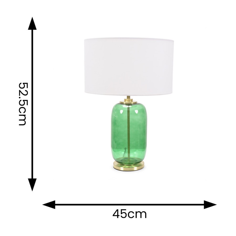 ValueLights Leigh Reni White Shade Forest Green Glass LED Table Lamp - image 3