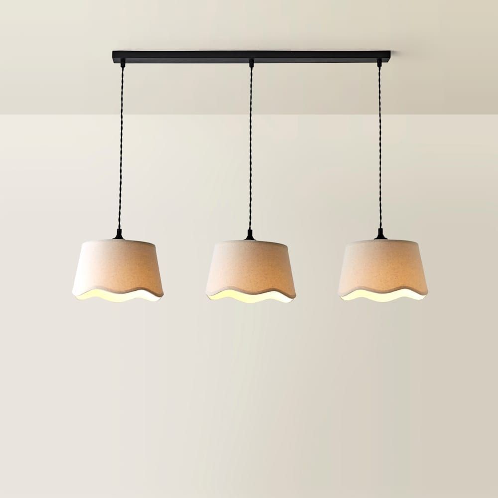 ValueLights Mabel 3 Drop Bar Black Ceiling Light with Natural Linen Shade and Bulb - image 4