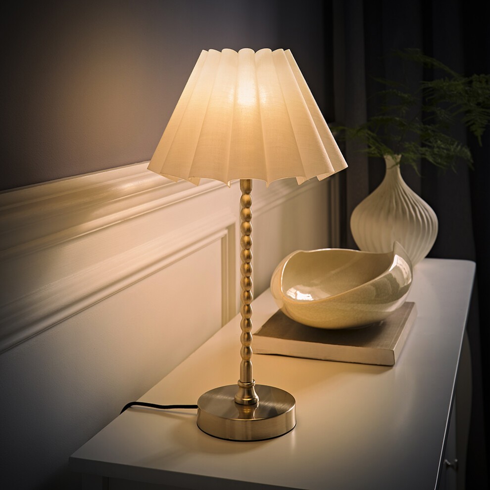 ValueLights Maeve White Scallop Pleated Tapered Shade Chrome Bobbin LED Table Lamp - image 2