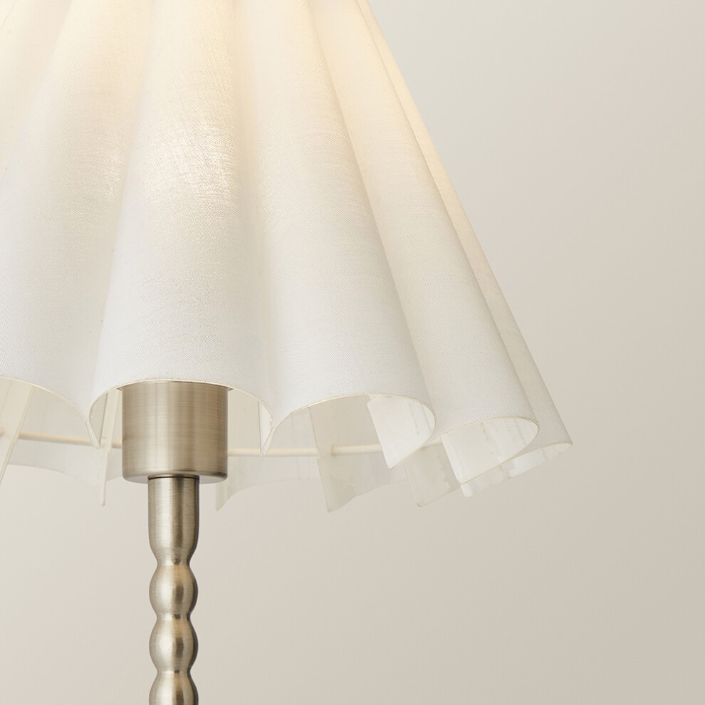 ValueLights Maeve White Scallop Pleated Tapered Shade Chrome Bobbin LED Table Lamp - image 3