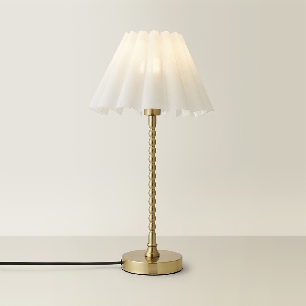 ValueLights Maeve White Scallop Pleated Tapered Shade Gold Bobbin Bobble LED Table Lamp - image 5