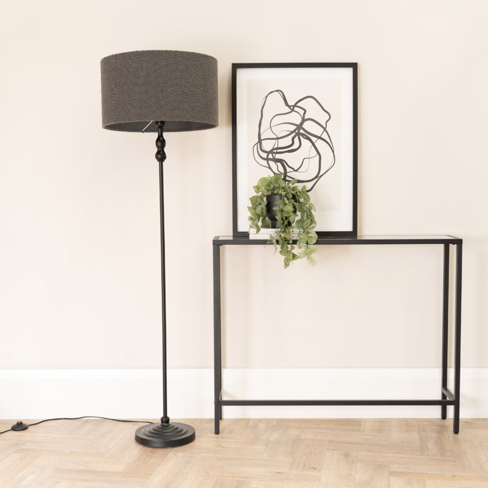 ValueLights Maggie Charcoal Boucle Shade Black Metal Candlestick Floor Lamp - image 2