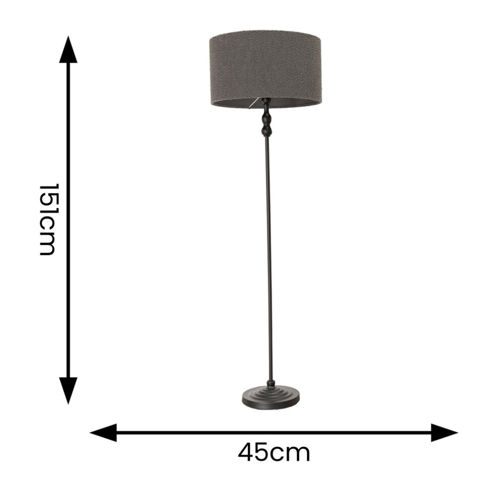 ValueLights Maggie Charcoal Boucle Shade Black Metal Candlestick Floor Lamp - image 3