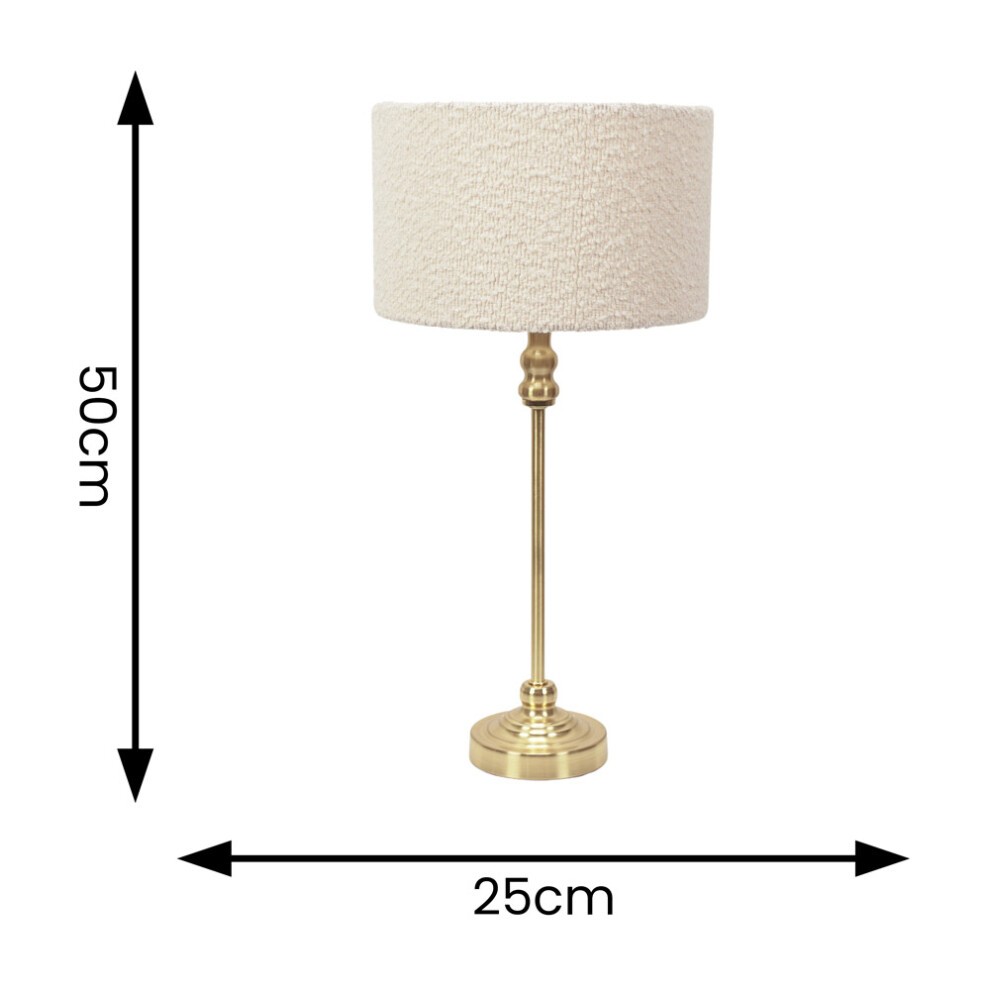 ValueLights Maggie Cream Boucle and Gold Drum Shade Candlestick LED Table Lamp - image 4