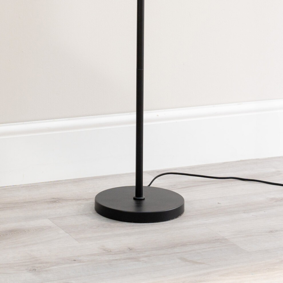 ValueLights Marissa Charcoal Boucle Shade Black Ball LED Floor Lamp - image 2