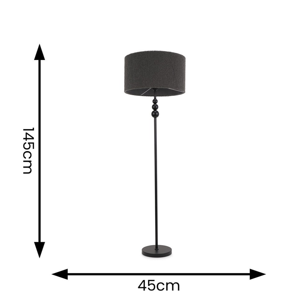 ValueLights Marissa Charcoal Boucle Shade Black Ball LED Floor Lamp - image 4