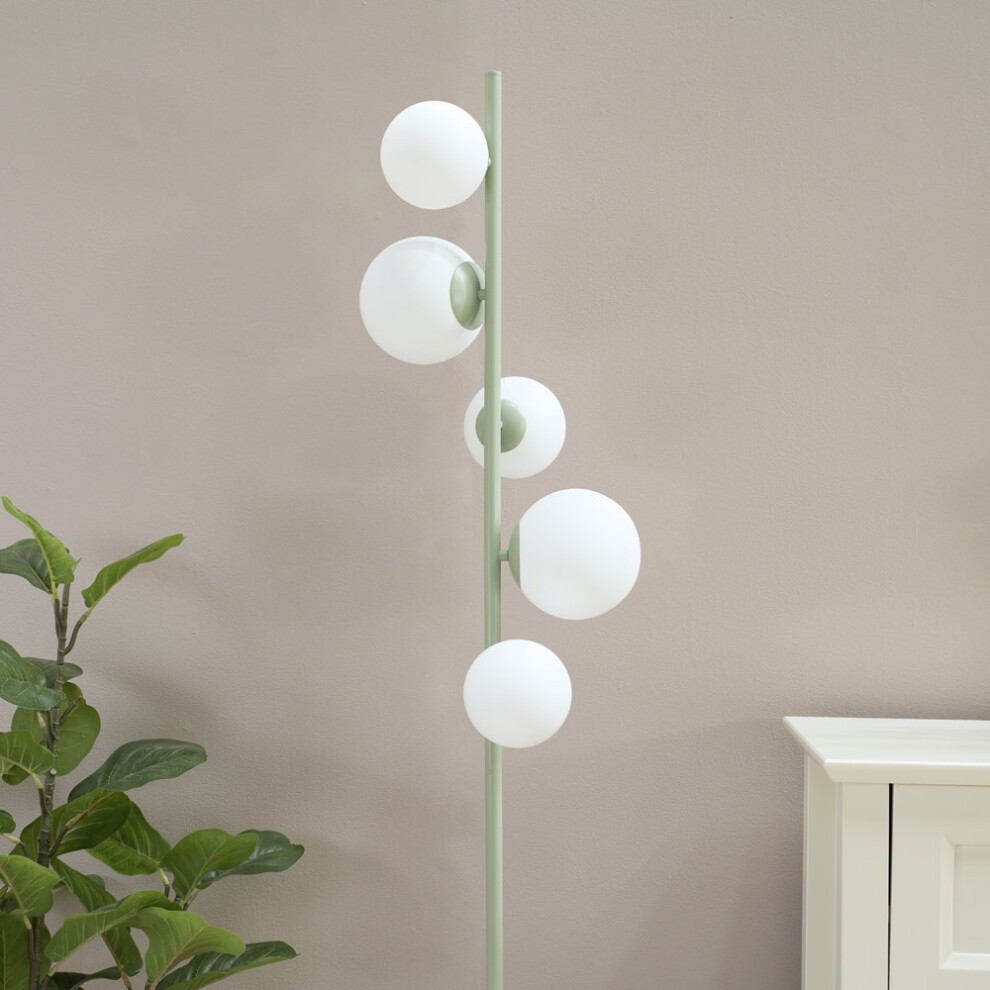 ValueLights Marlow 5 Way Sage Green Opaque Globe LED Floor Lamp - image 3