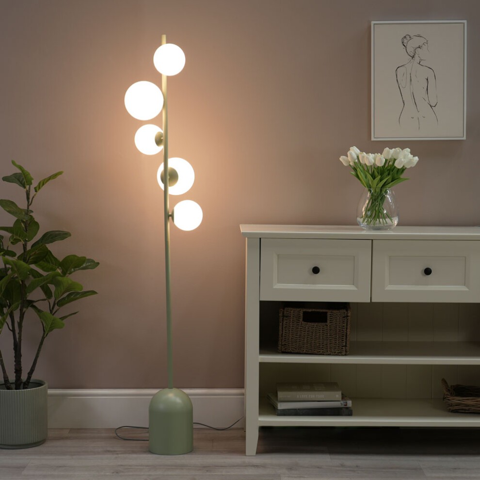 ValueLights Marlow 5 Way Sage Green Opaque Globe LED Floor Lamp - image 5