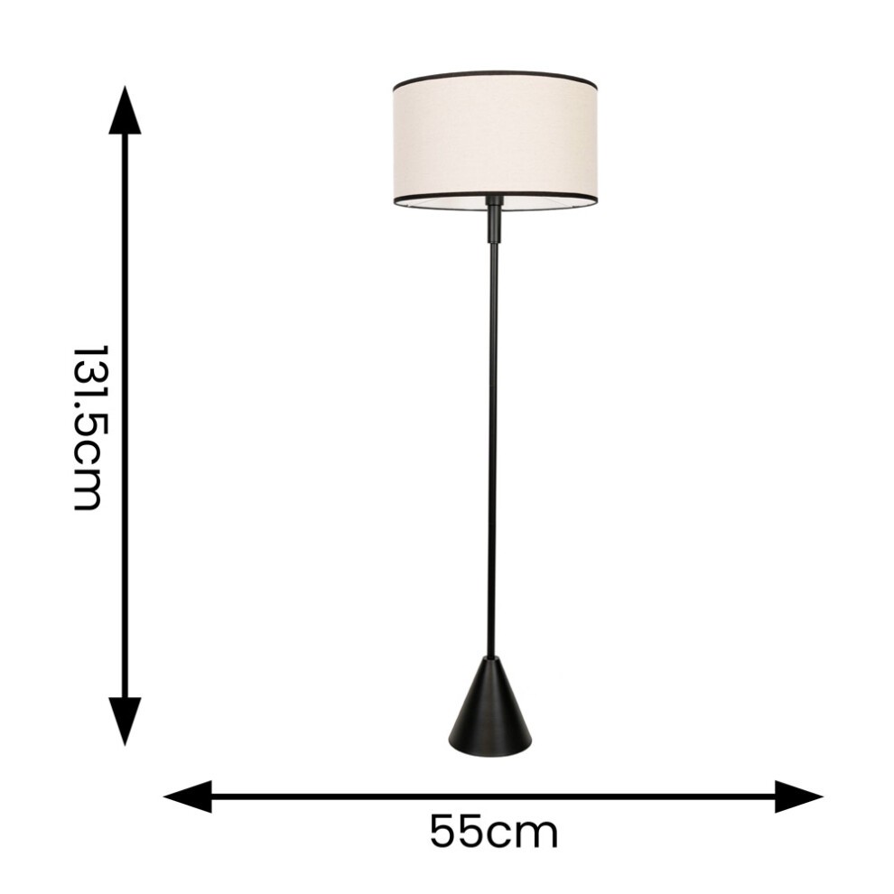 ValueLights Mitch Natural Linen Black Trim Shade Black Wood Triangle Floor Lamp - image 3