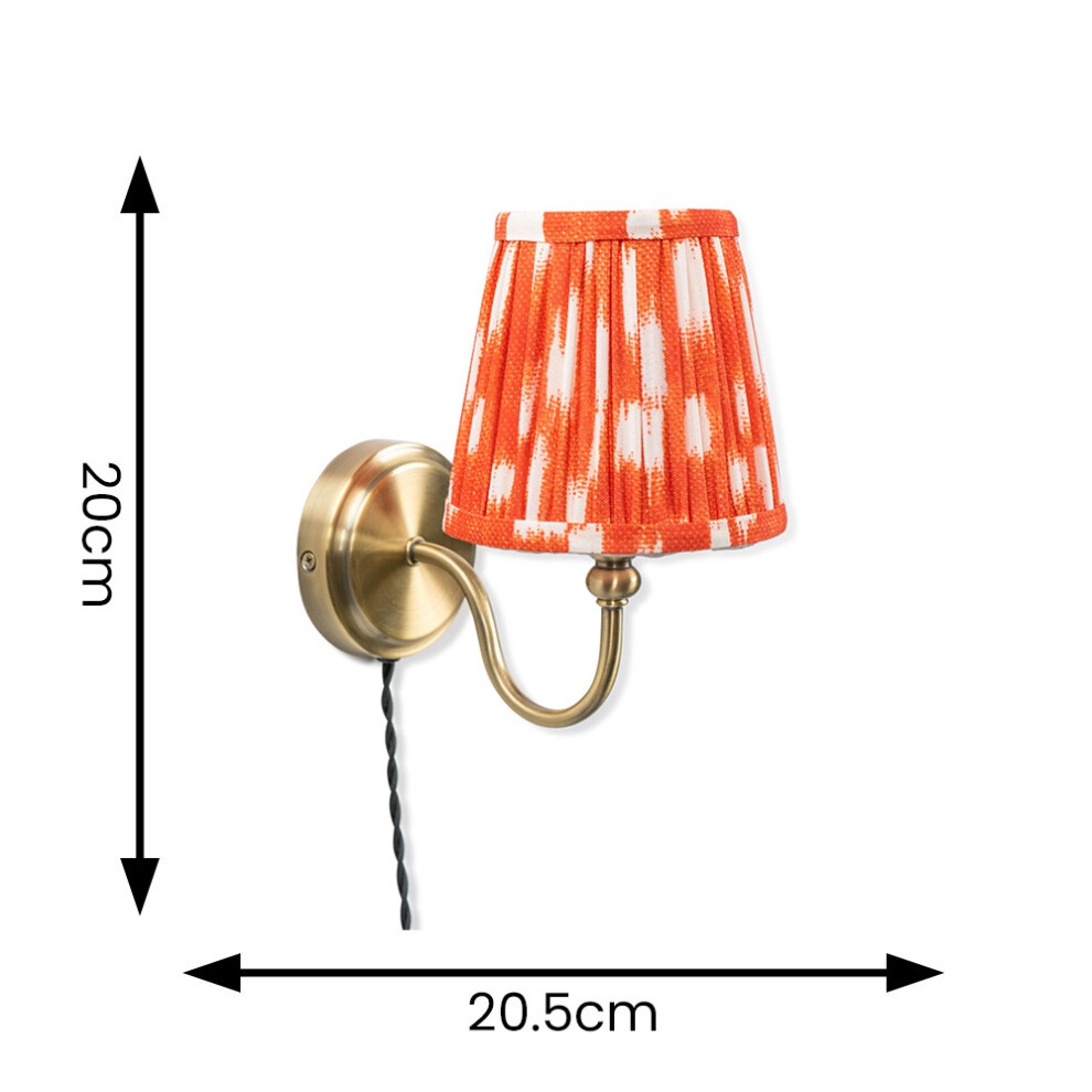 ValueLights Neely Antique Brass Orange Pleated Shade Plug-in LED Wall Light - image 4