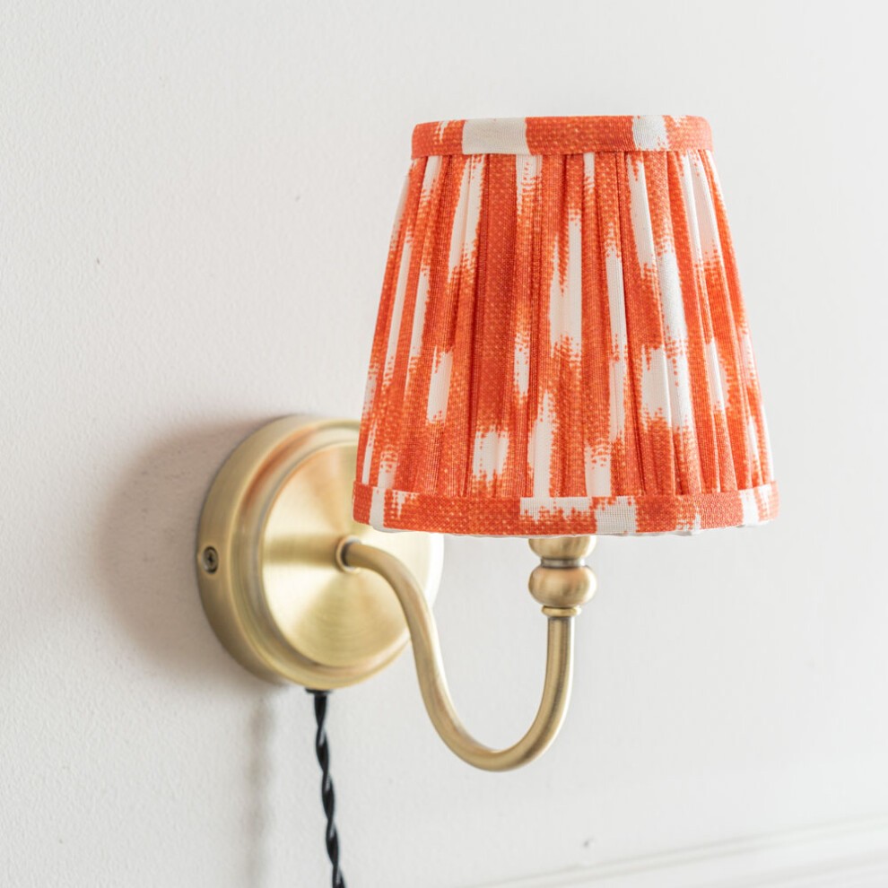 ValueLights Neely Antique Brass Orange Pleated Shades Plug-in LED Wall Light 2 Pack - image 2
