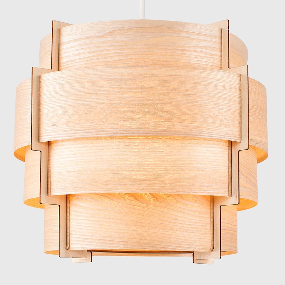 ValueLights Persia Veneer Wood Stepped Lamp Shade - image 4
