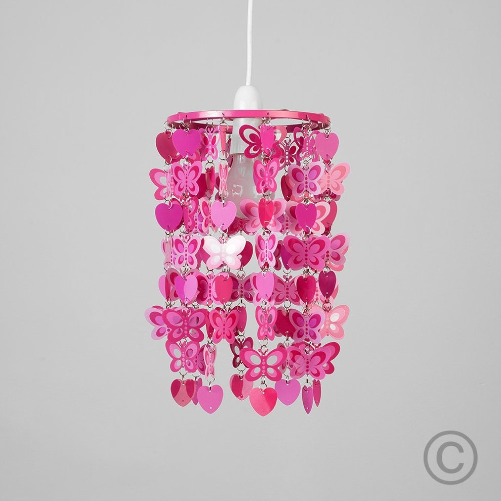 ValueLights Pink Butterfly and Hearts Droplet Pendant Shade - image 3