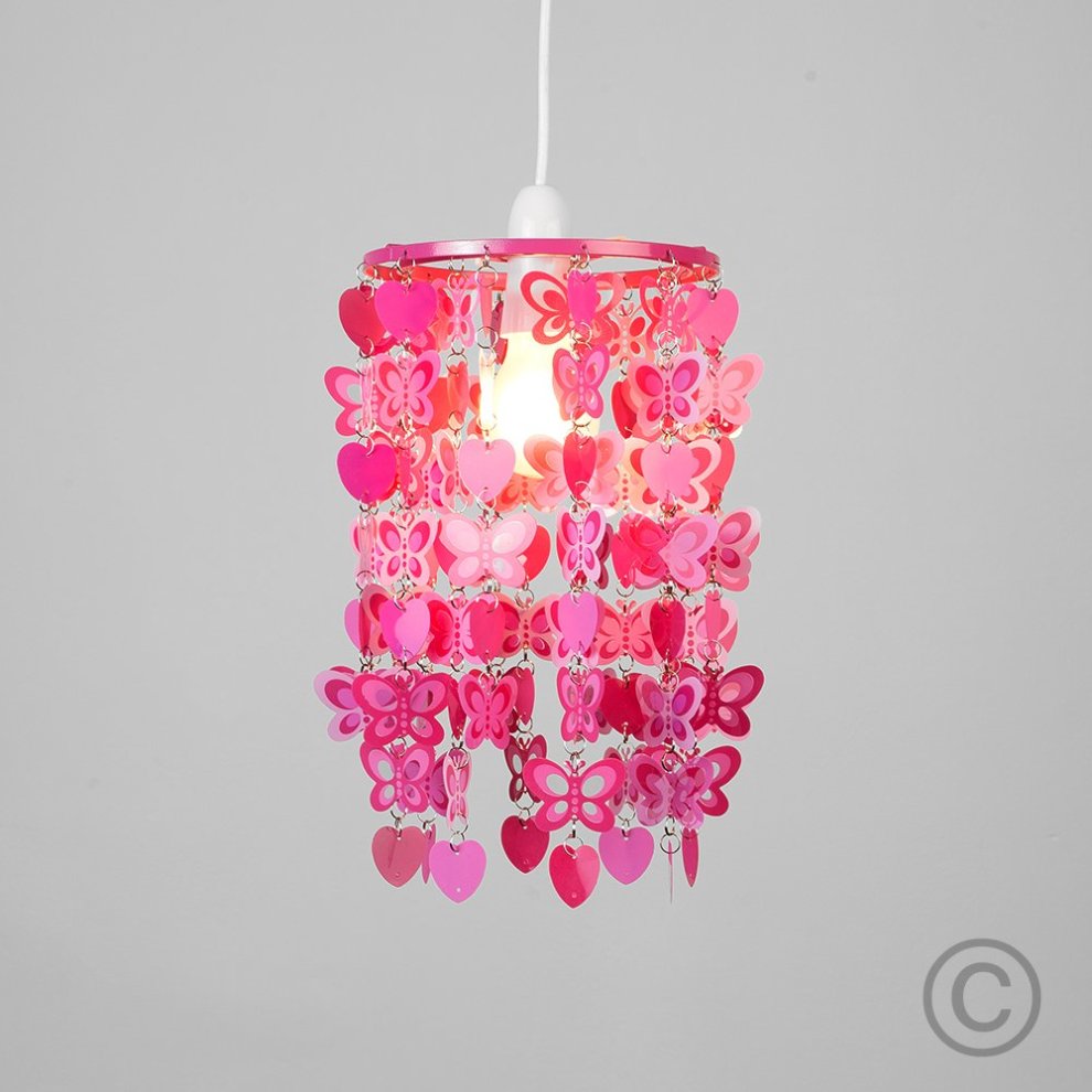ValueLights Pink Butterfly and Hearts Droplet Pendant Shade - image 4
