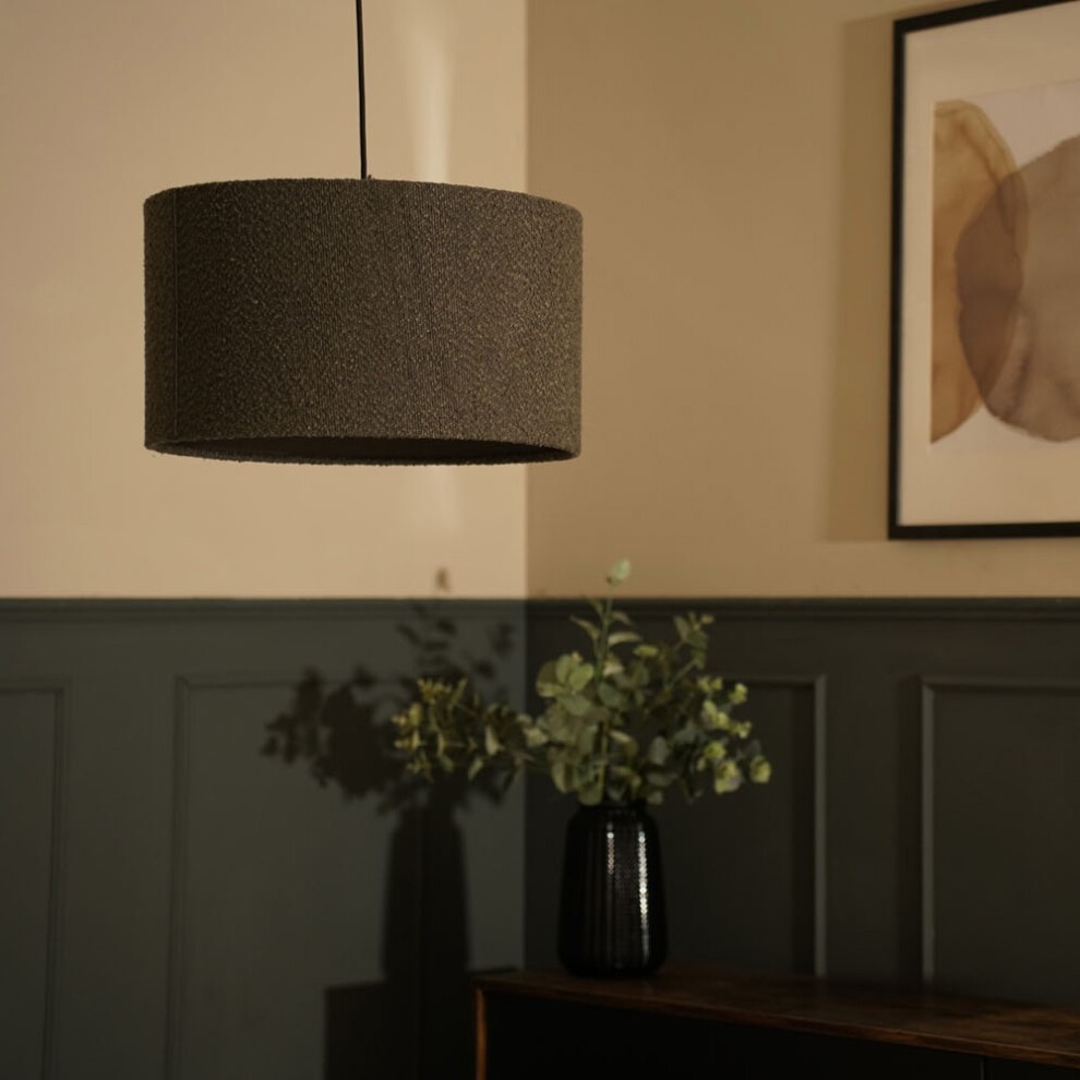ValueLights Reni Large Charcoal Boucle Ceiling Drum Lamp Shade - image 2
