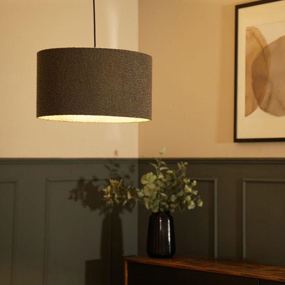 ValueLights Reni Large Charcoal Boucle Ceiling Drum Lamp Shade - image 4