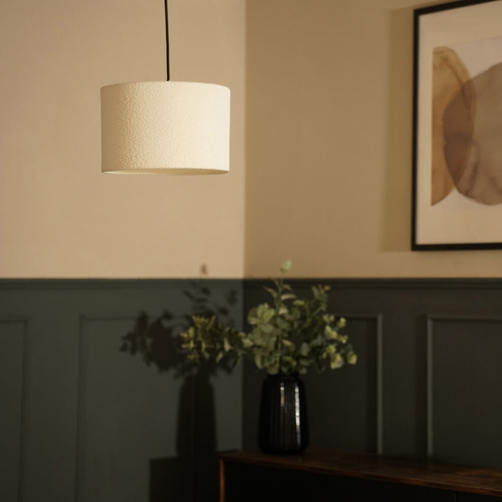 ValueLights Reni Small Cream Boucle Ceiling Drum Lamp Shade - image 2