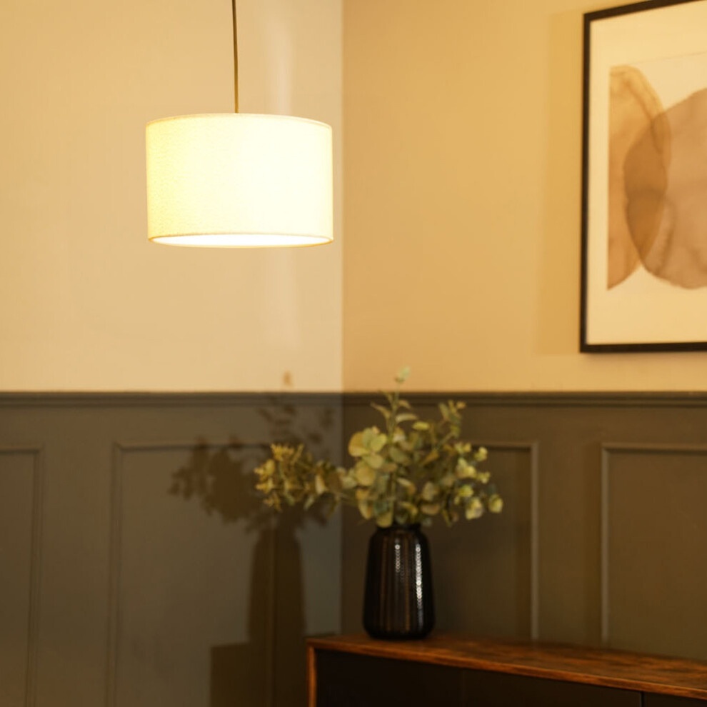 ValueLights Reni Small Cream Boucle Ceiling Drum Lamp Shade - image 4