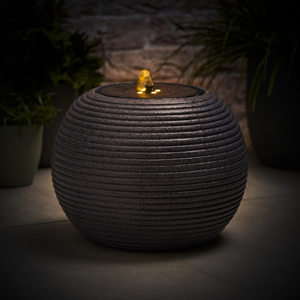 ValueLights Round Ribbed Cascading Water Feature Solar Outdoor Light - image 2