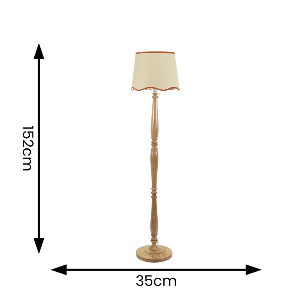 ValueLights Victoria Scallop Rust Edge Shade Light Wood LED Floor Lamp - image 5