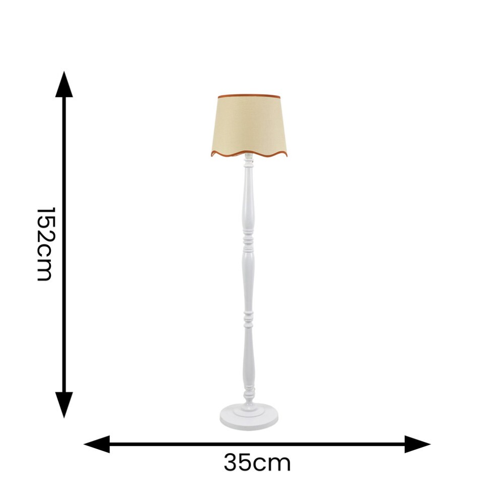 ValueLights Victoria Scallop Rust Edge Shade White Wood LED Floor Lamp - image 5