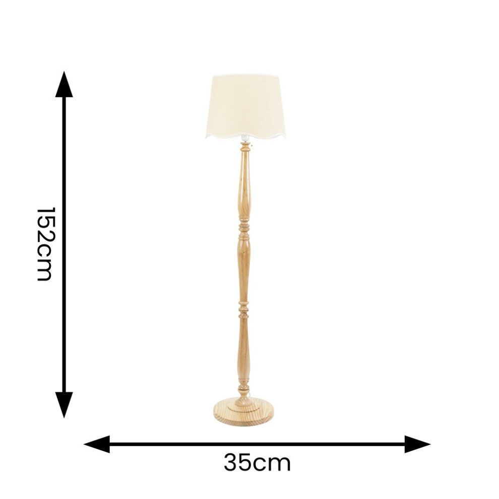 ValueLights Victoria Scallop White Edge Shade Light Wood LED Floor Lamp - image 5