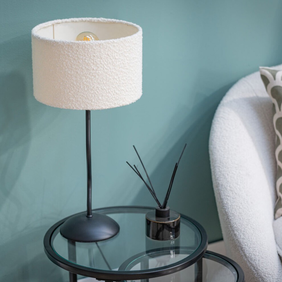 ValueLights Wiggle Black and Cream Boucle Shade Metal LED Table Lamp - image 3