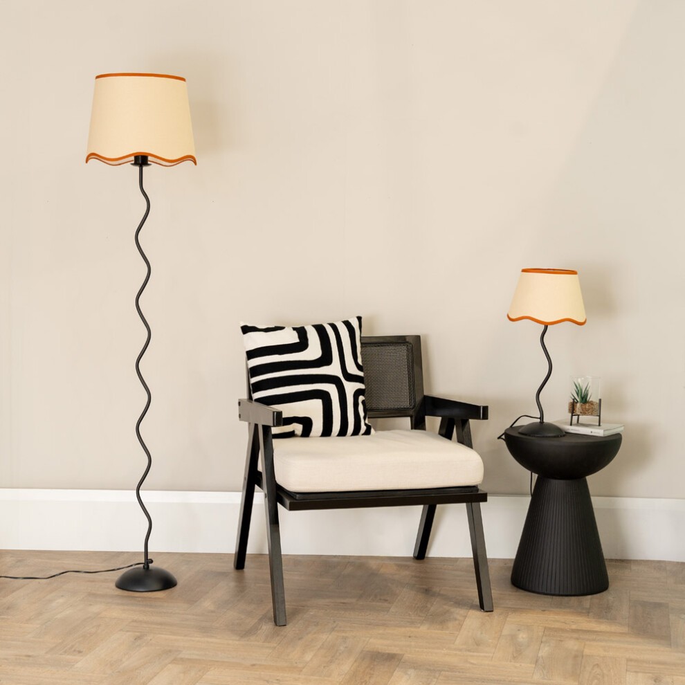 ValueLights Wiggle Scallop Rust Edge Shade Black Metal LED Floor Lamp - image 4
