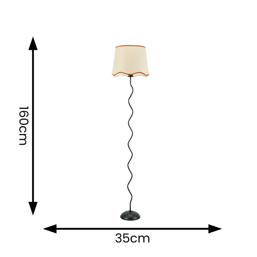 ValueLights Wiggle Scallop Rust Edge Shade Black Metal LED Floor Lamp - image 5
