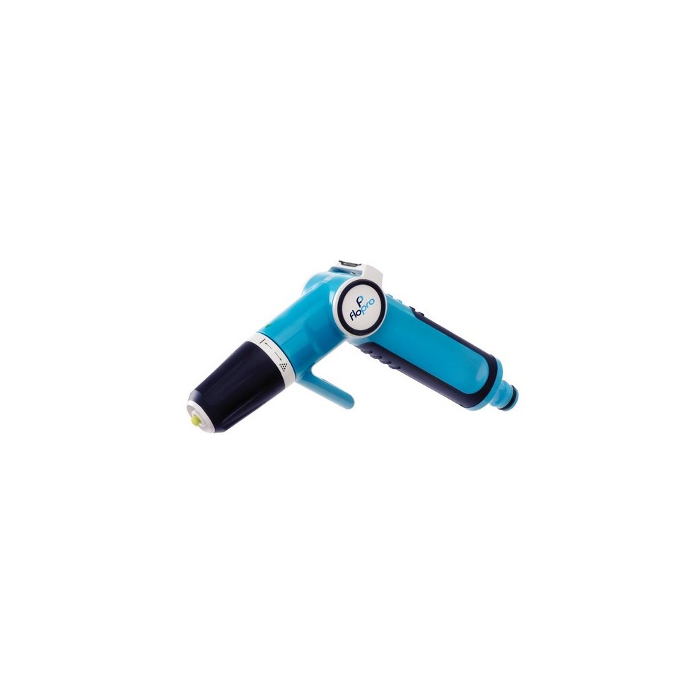 A turquoise and black Flopro Vergo Spray Gun featuring a comfortable grip, adjustable nozzle, and a sleek design for efficient watering.