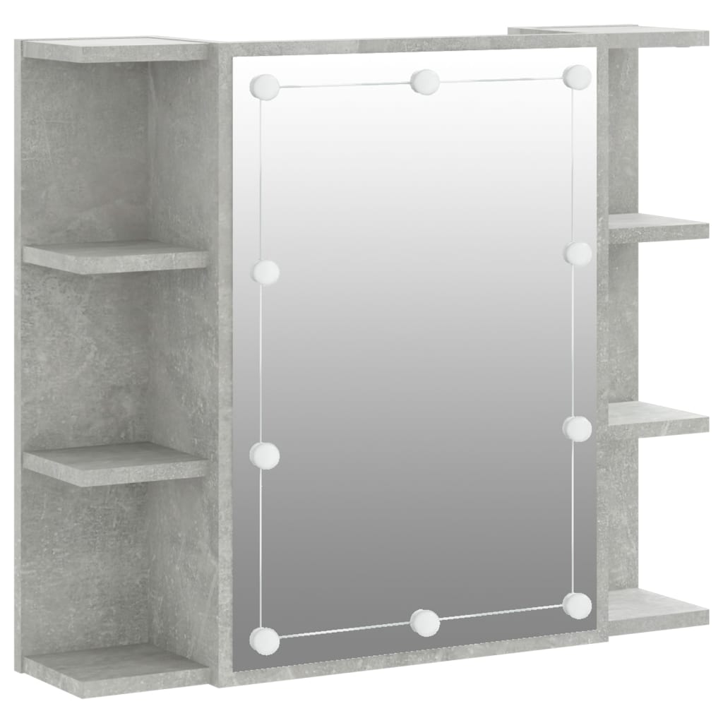 vidaXL Single Door 3 Shelf LED Concrete Grey Mirror Cabinet - image 2