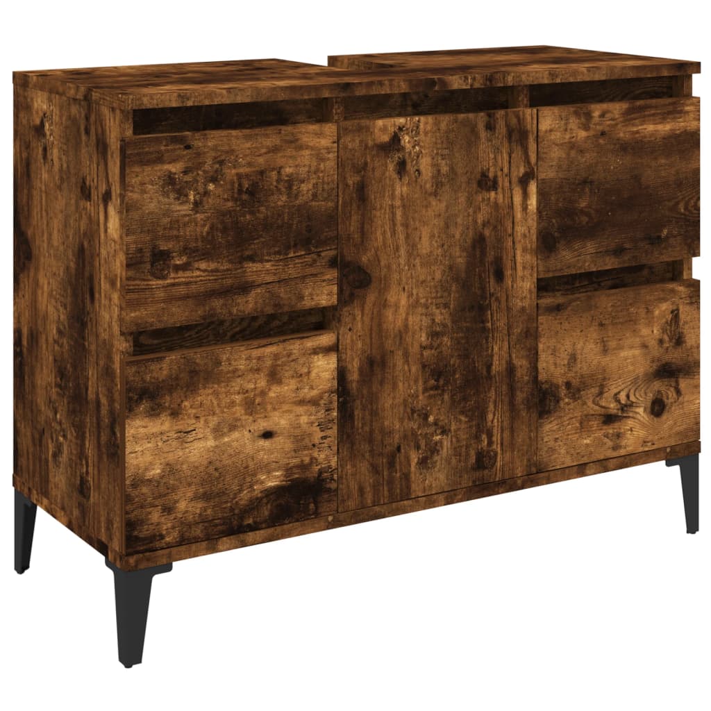 vidaXL Single Door 4 Drawer Brown Bathroom Cabinet - image 2