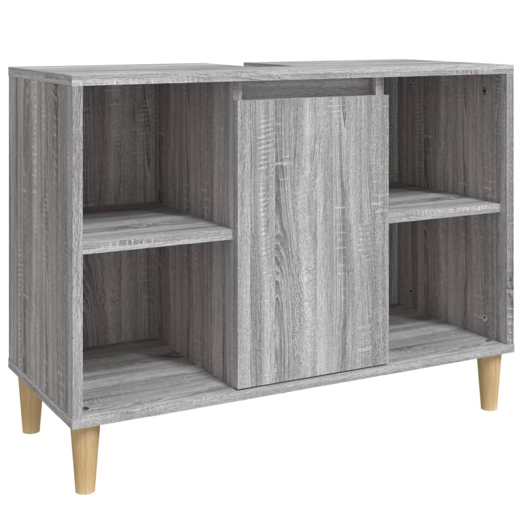 vidaXL Single Door 4 Open Shelf Grey Sonoma Bathroom Sink Cabinet - image 2