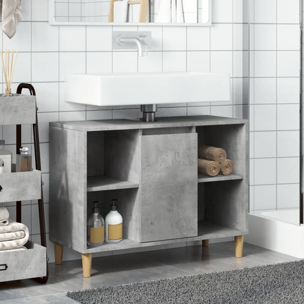 vidaXL Single Door 4 Shelf Grey Bathroom Cabinet - image 3