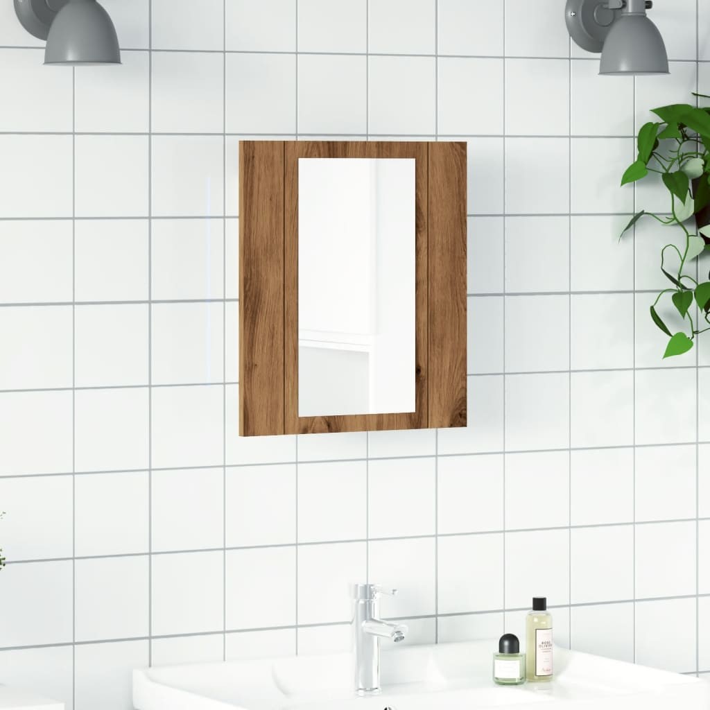 vidaXL Single Door Artisan Oak LED Bathroom Mirror Cabinet - image 4