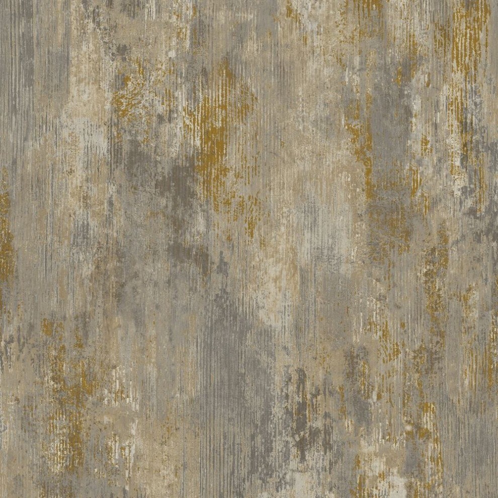Distressed luxury wallpaper featuring a taupe and brown color palette with textured patterns and subtle gold accents, resembling Italian plaster for an elegant finish.